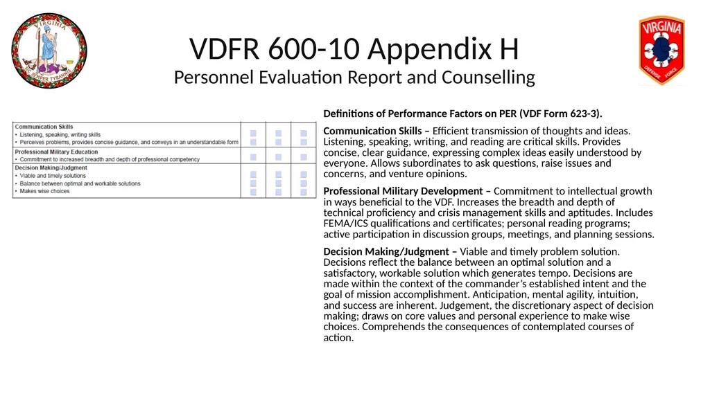 VIRGINIA DEFENSE FORCE Administration, Personnel - slide 69 of 116