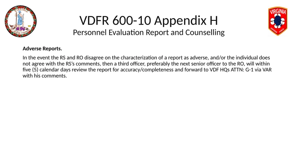 VIRGINIA DEFENSE FORCE Administration, Personnel - slide 71 of 116