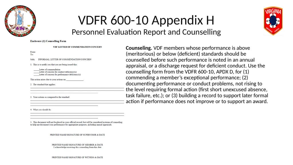 VIRGINIA DEFENSE FORCE Administration, Personnel - slide 72 of 116