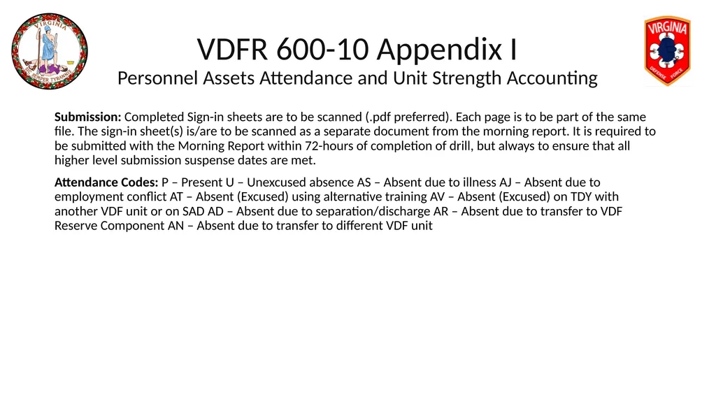 VIRGINIA DEFENSE FORCE Administration, Personnel - slide 78 of 116