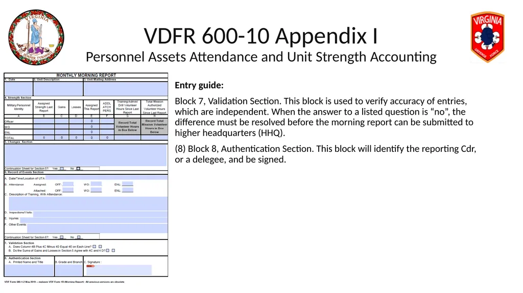 VIRGINIA DEFENSE FORCE Administration, Personnel - slide 80 of 116