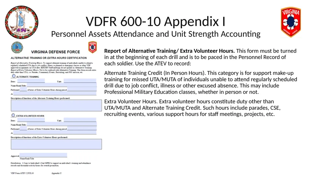 VIRGINIA DEFENSE FORCE Administration, Personnel - slide 82 of 116