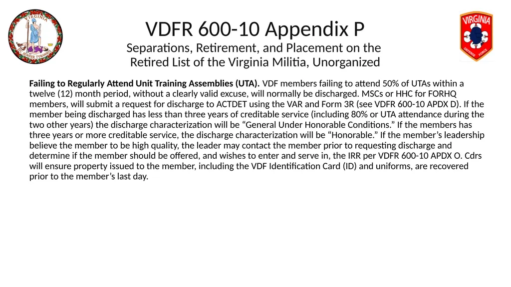 VIRGINIA DEFENSE FORCE Administration, Personnel - slide 105 of 116