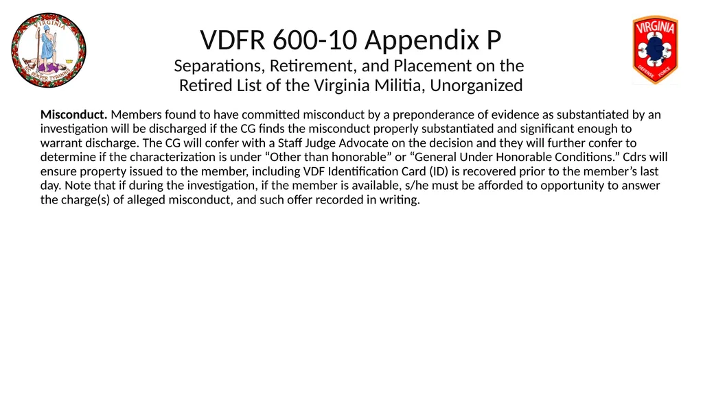 VIRGINIA DEFENSE FORCE Administration, Personnel - slide 106 of 116