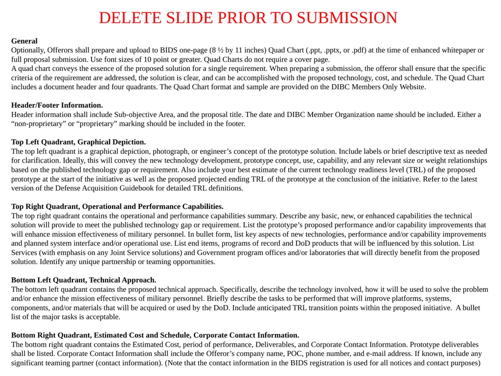 Offeror Name Project Title {Title of the proposed - slide 2 of 2