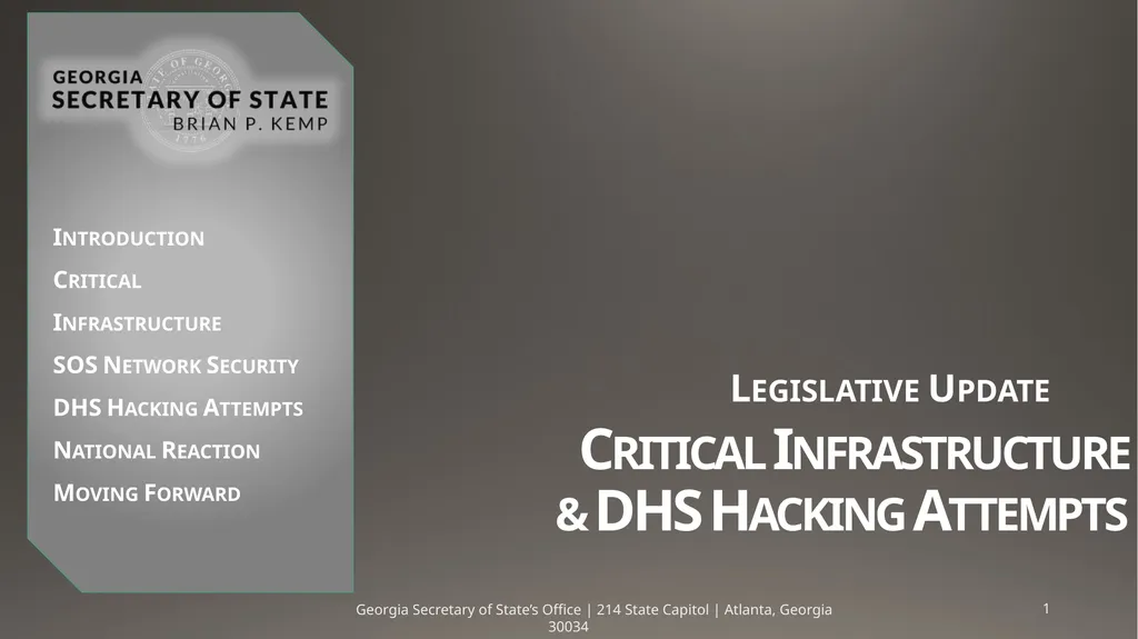 Critical Infrastructure & DHS Hacking Attempts - slide 1 of 26