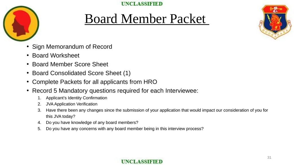 SELECTION BOARD TRAINING HAWAII NATIONAL GUARD - slide 31 of 48