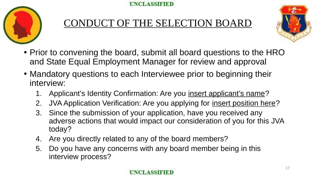 SELECTION BOARD TRAINING HAWAII NATIONAL GUARD - slide 17 of 48