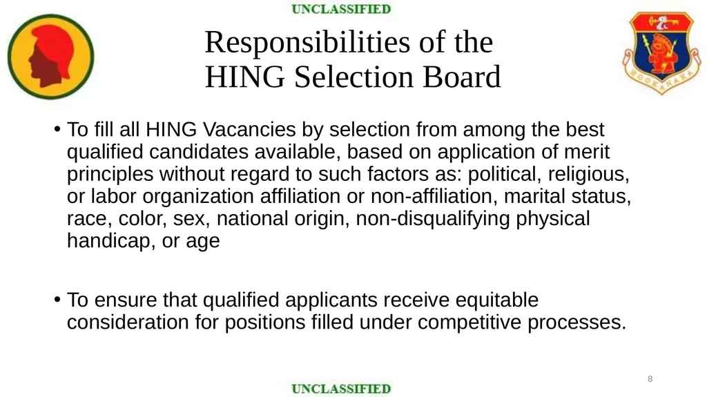 SELECTION BOARD TRAINING HAWAII NATIONAL GUARD - slide 8 of 48