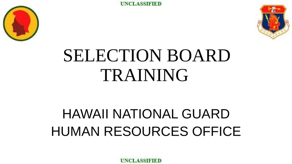 SELECTION BOARD TRAINING HAWAII NATIONAL GUARD - slide 1 of 48