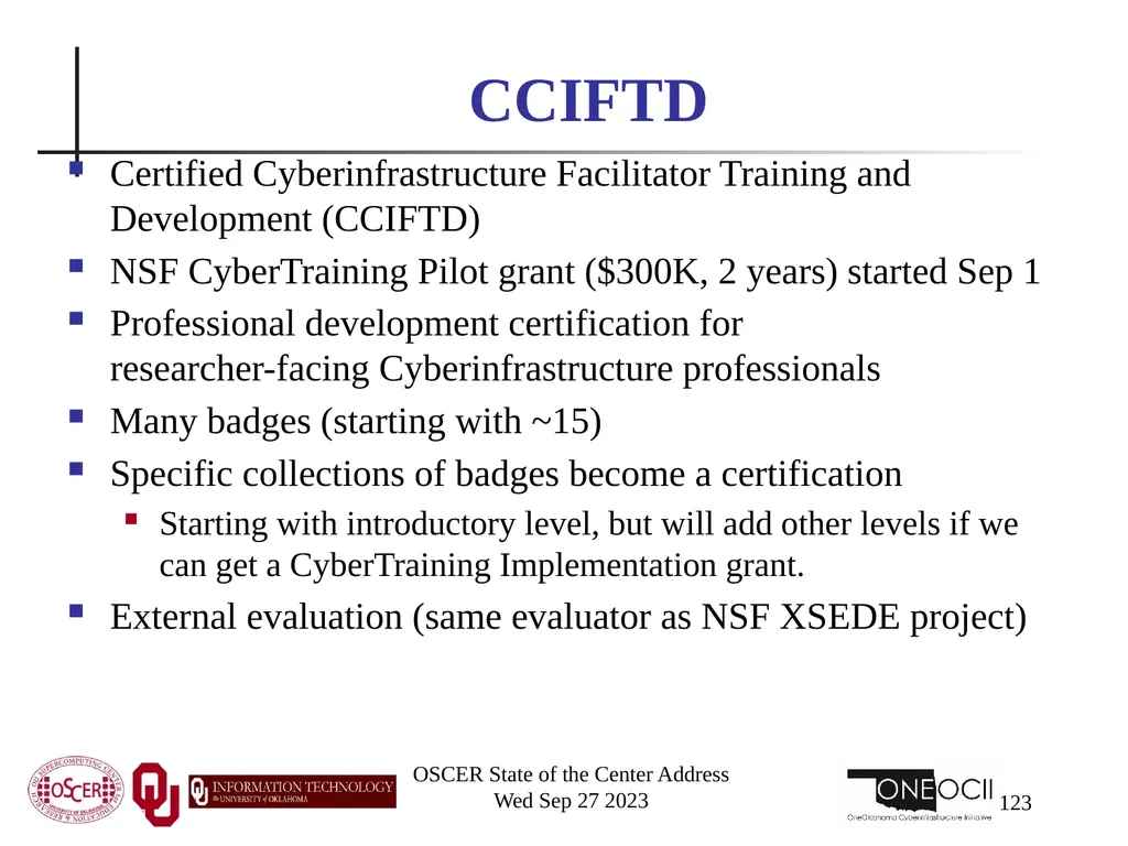 Oklahoma Supercomputing Symposium 2023 Happy 22nd - slide 123 of 160
