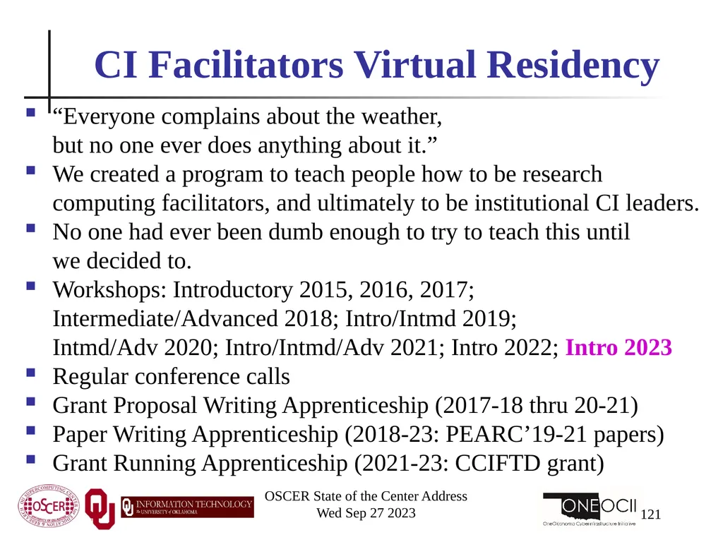 Oklahoma Supercomputing Symposium 2023 Happy 22nd - slide 121 of 160
