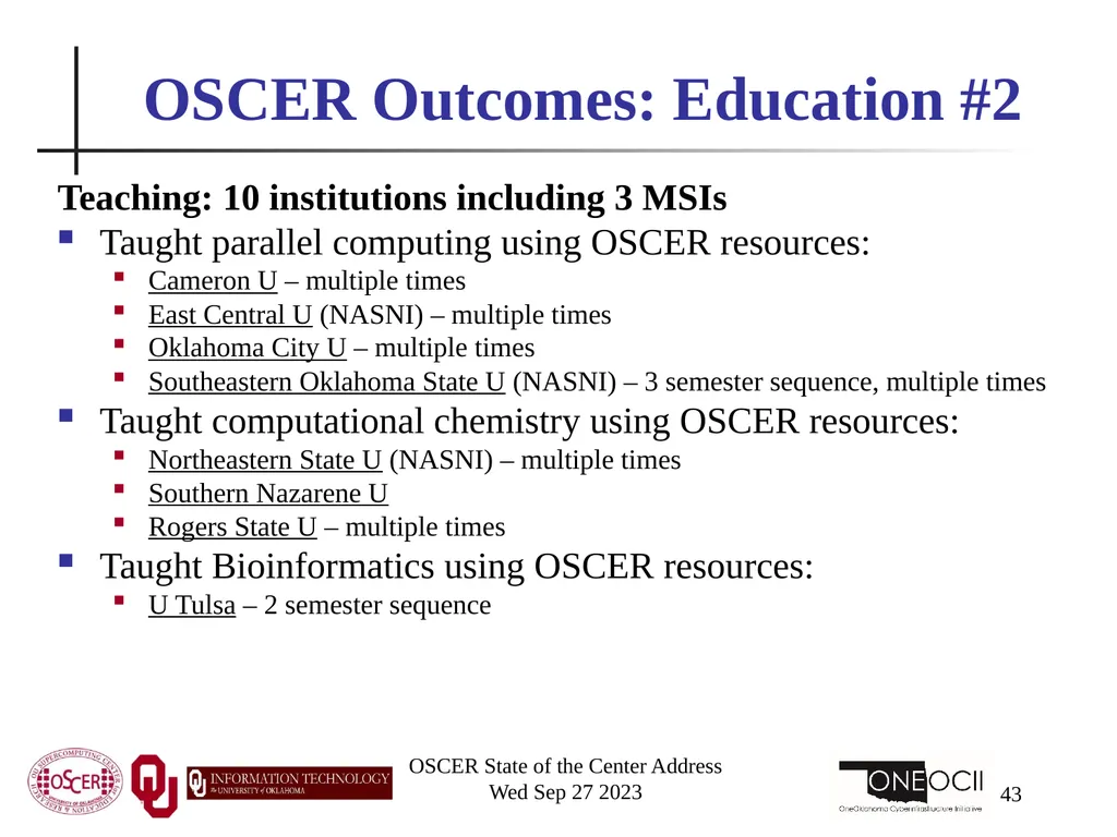 Oklahoma Supercomputing Symposium 2023 Happy 22nd - slide 43 of 160