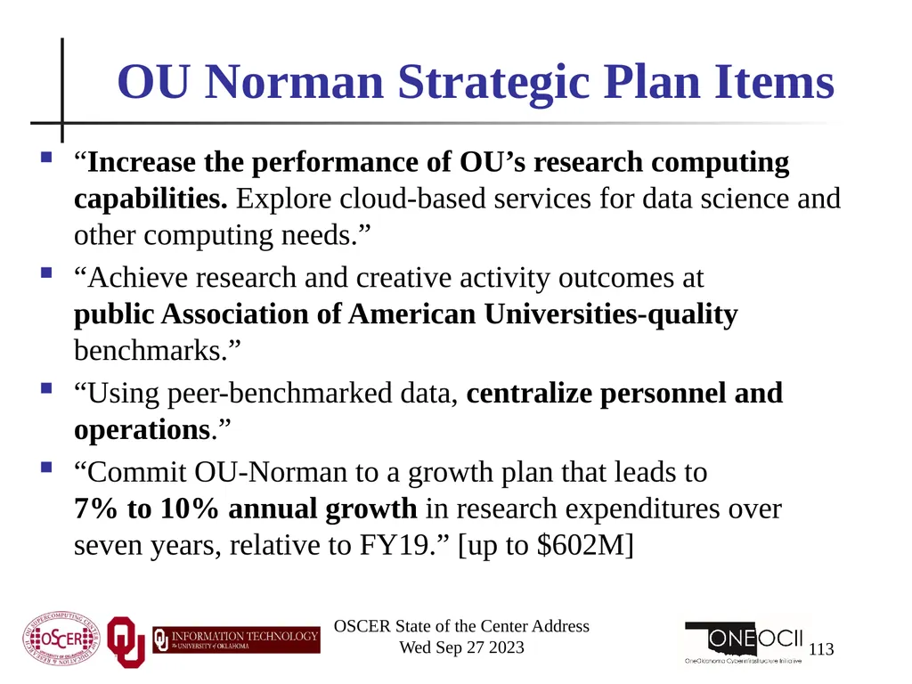 Oklahoma Supercomputing Symposium 2023 Happy 22nd - slide 113 of 160