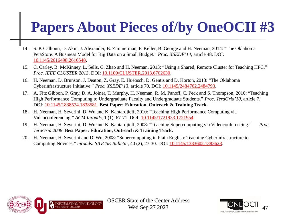 Oklahoma Supercomputing Symposium 2023 Happy 22nd - slide 47 of 160