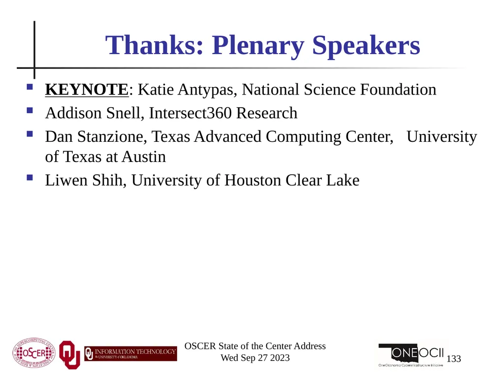 Oklahoma Supercomputing Symposium 2023 Happy 22nd - slide 133 of 160