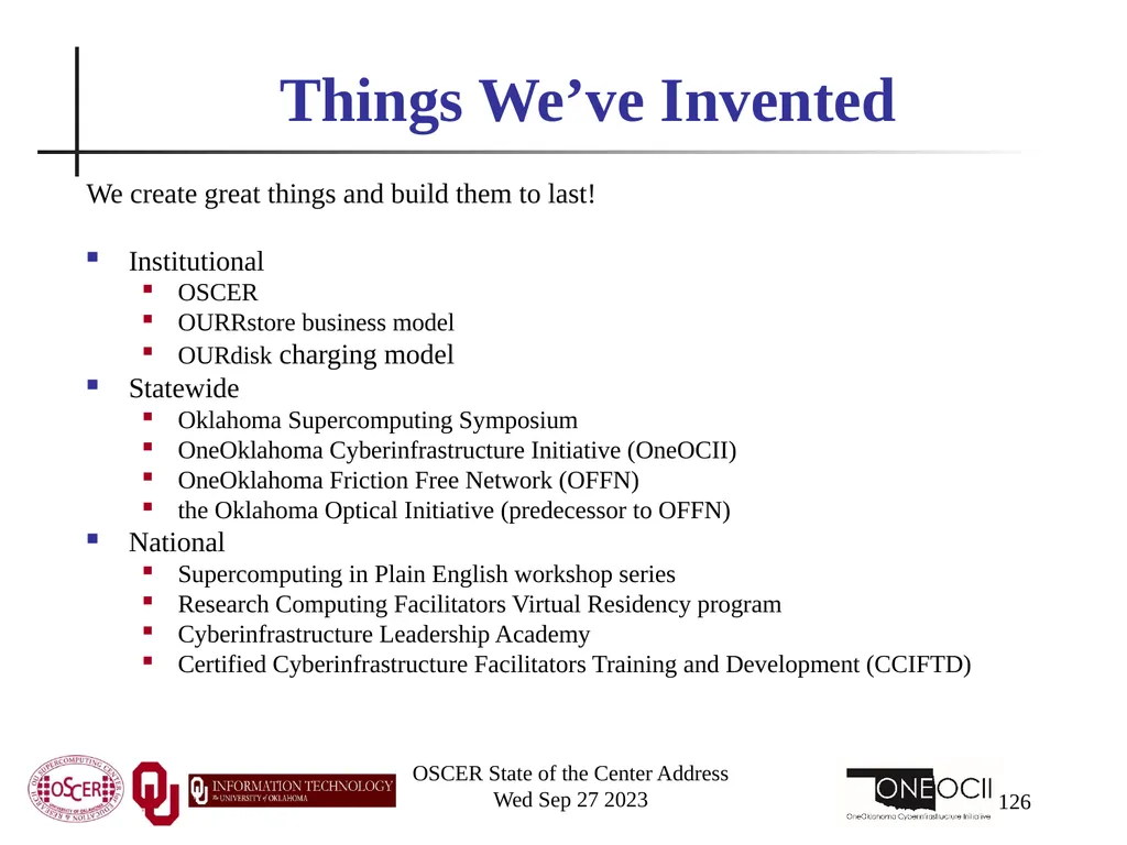 Oklahoma Supercomputing Symposium 2023 Happy 22nd - slide 126 of 160
