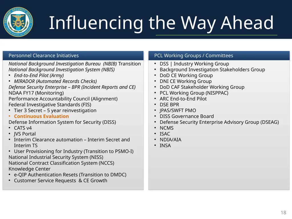Personnel Security Update January 2017 Presented - slide 18 of 21