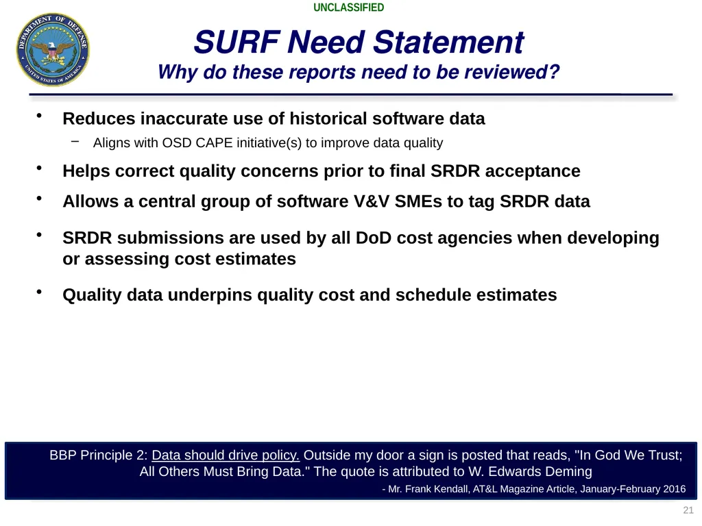 Presented by: Marc Russo, NCCA SURF Process Update - slide 21 of 23