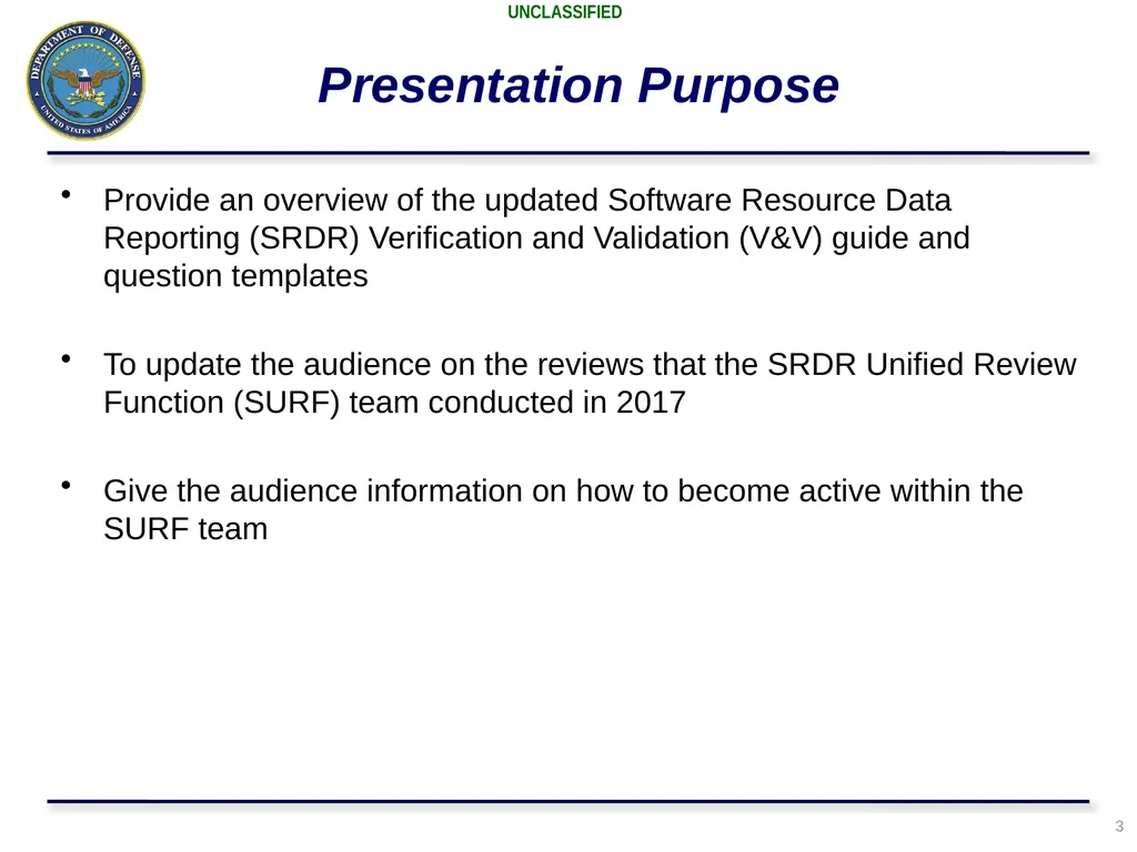 Presented by: Marc Russo, NCCA SURF Process Update - slide 3 of 23