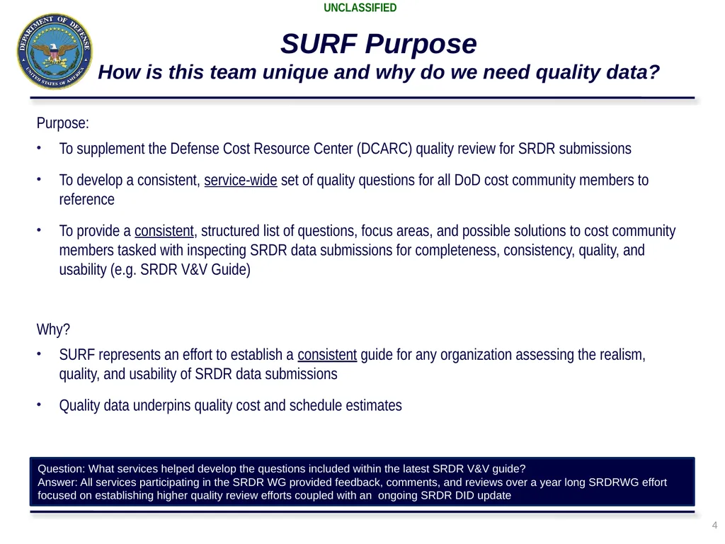 Presented by: Marc Russo, NCCA SURF Process Update - slide 4 of 23