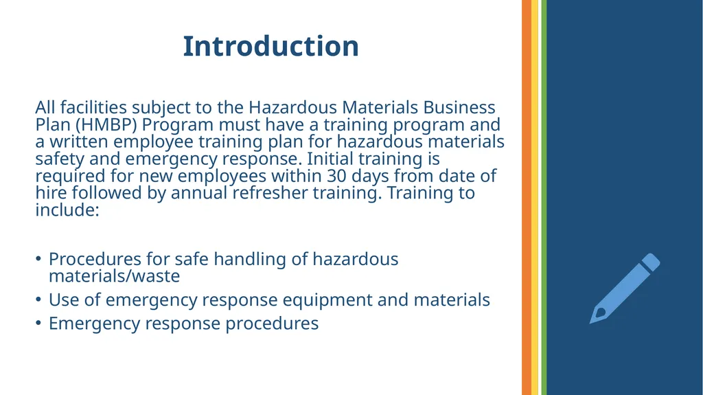 Hazardous Materials Business Plan Training Program - slide 2 of 73