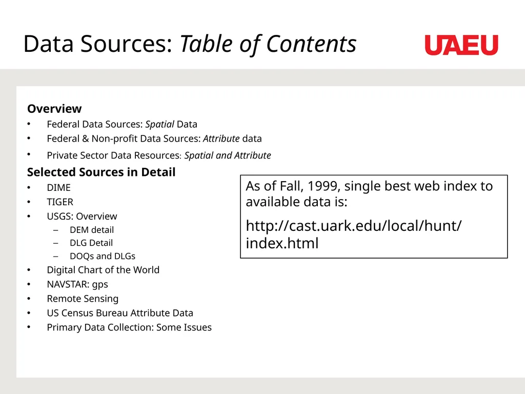 Data Sources and Conversion Feeding the GIS Dr. - slide 11 of 35