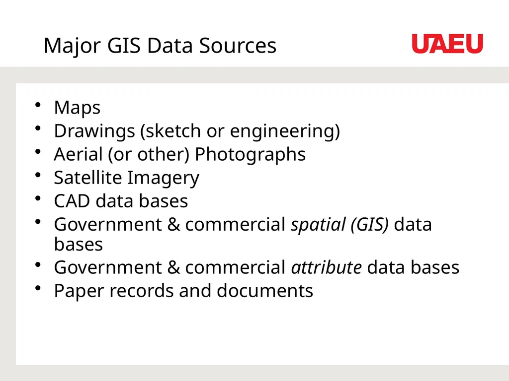 Data Sources and Conversion Feeding the GIS Dr. - slide 6 of 35