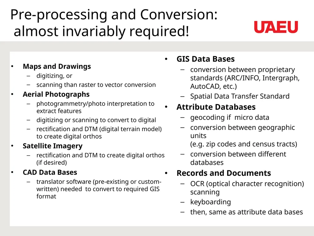 Data Sources and Conversion Feeding the GIS Dr. - slide 7 of 35