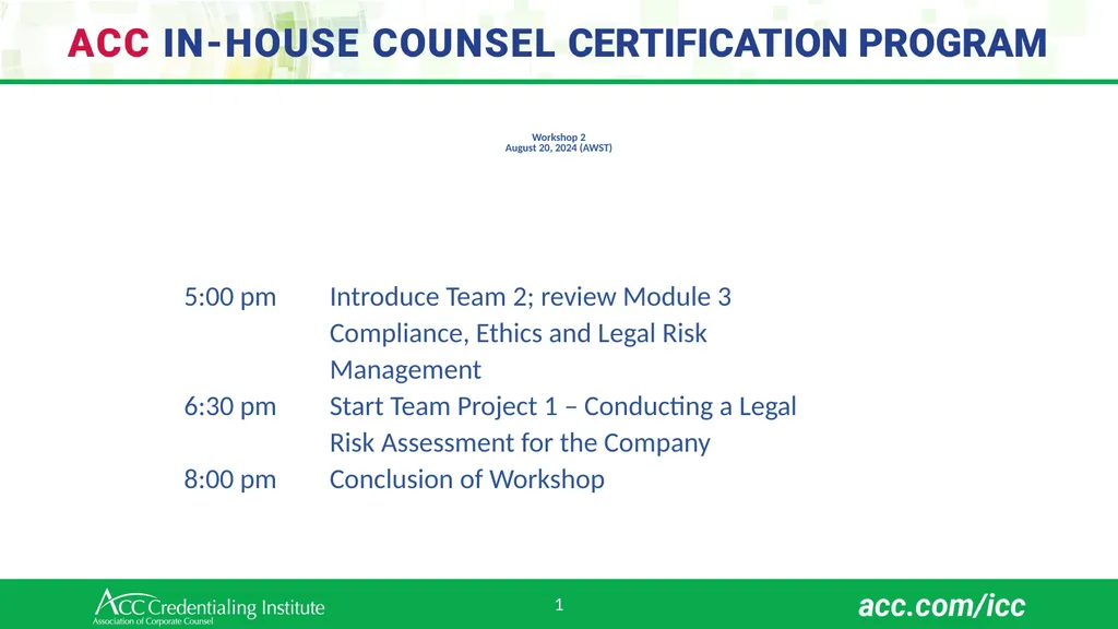 Workshop 2 August 20, 2024 (AWST) 1 Team 2 – - slide 1 of 82