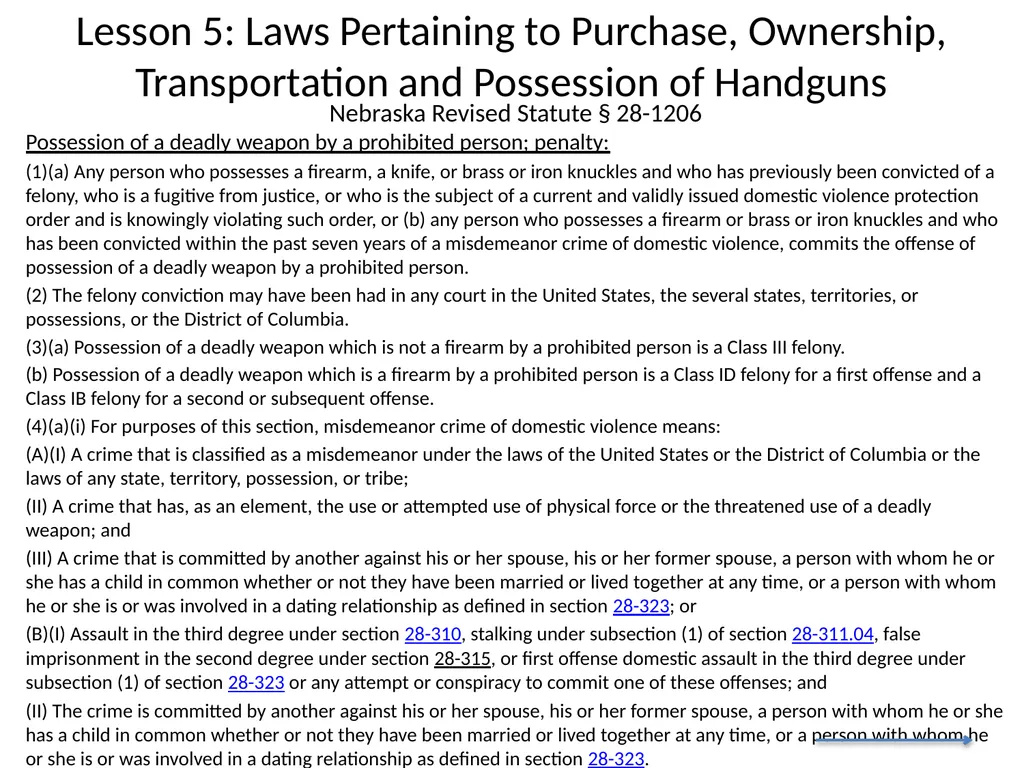 Nebraska State Patrol Concealed Handgun Permit - slide 96 of 173