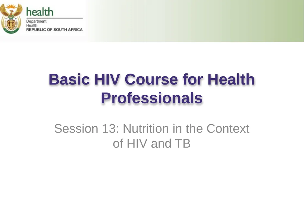 Basic HIV Course for Health Professionals Session - slide 1 of 20