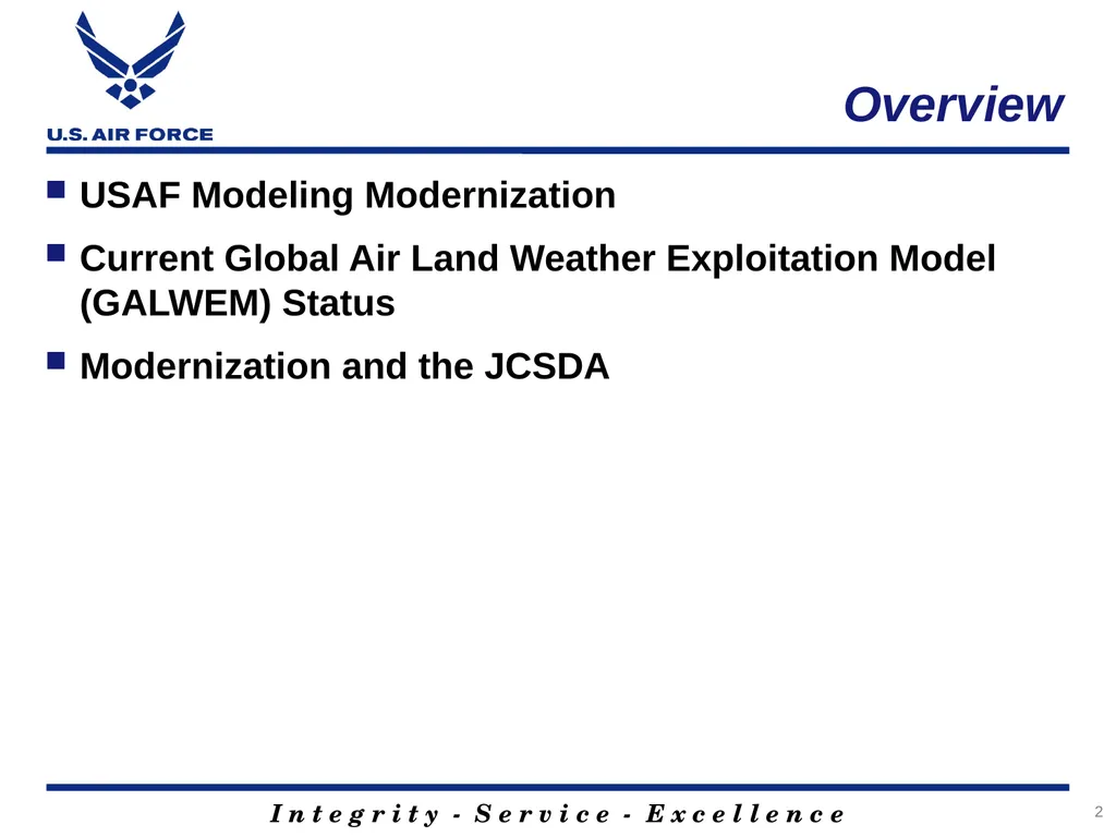 1 U.S. Air Force Global Weather Modeling: Status - slide 2 of 14