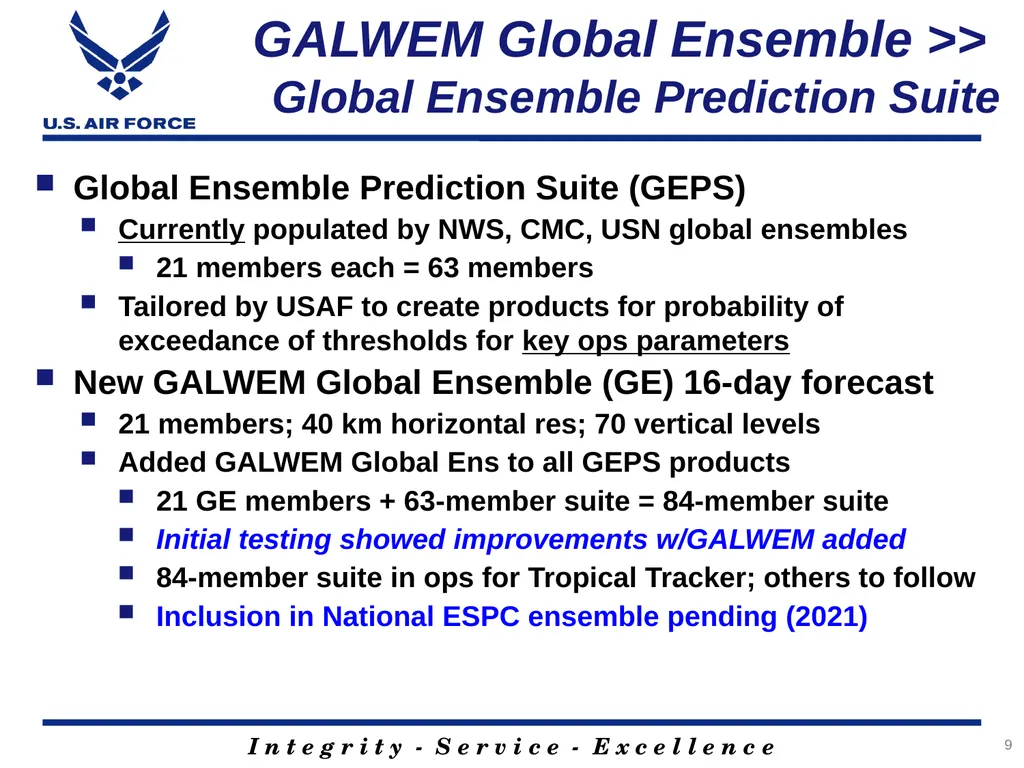 1 U.S. Air Force Global Weather Modeling: Status - slide 9 of 14