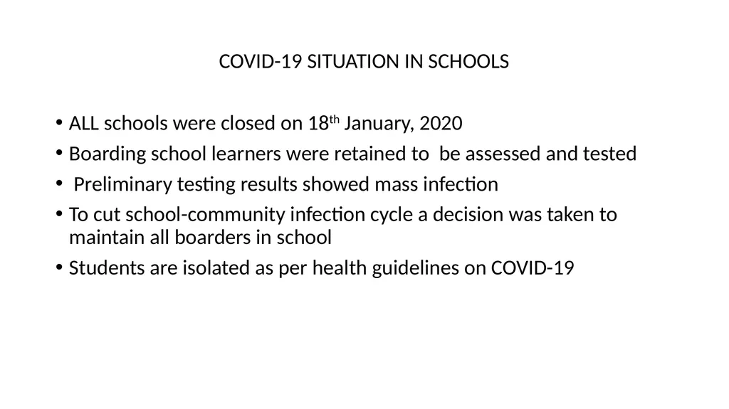 COVID-19 SITUATION IN SECONDARY SCHOOLS AS OF 26TH - slide 2 of 12