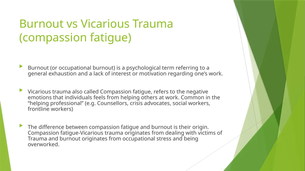 Understanding Vicarious Trauma, Coping strategies - slide 5 of 20