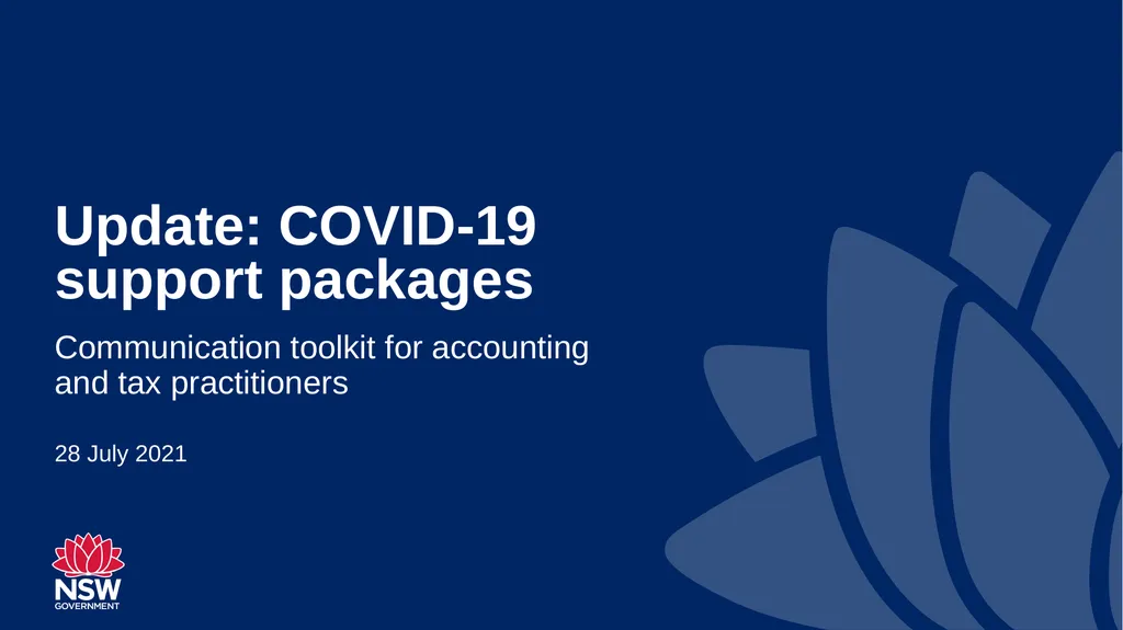 Update: COVID-19 support packages Communication - slide 1 of 7