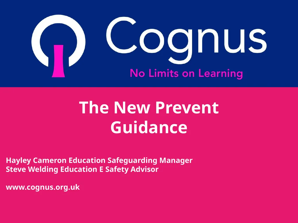The New Prevent Guidance Hayley Cameron Education