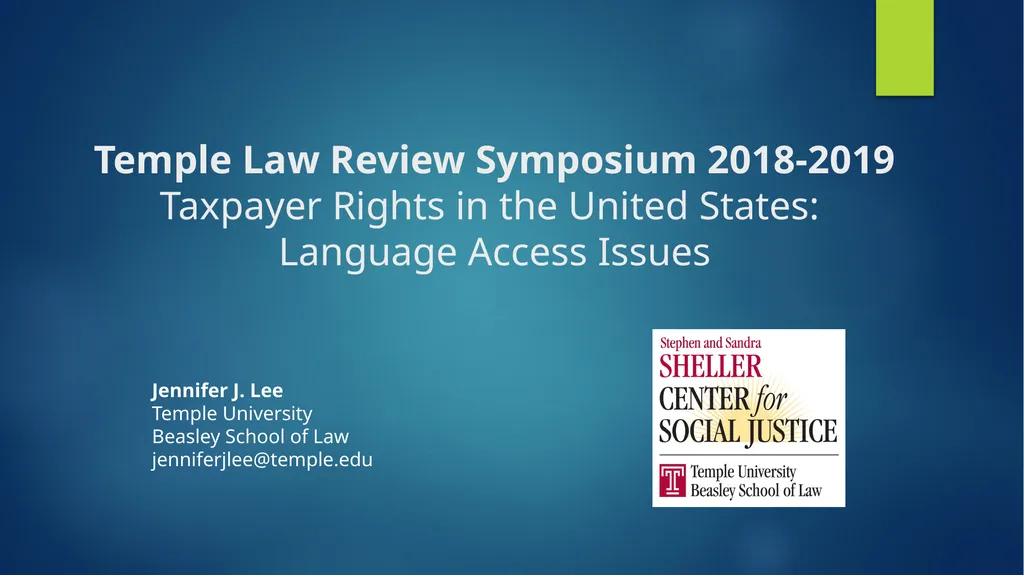 Temple Law Review Symposium 2018-2019 Taxpayer