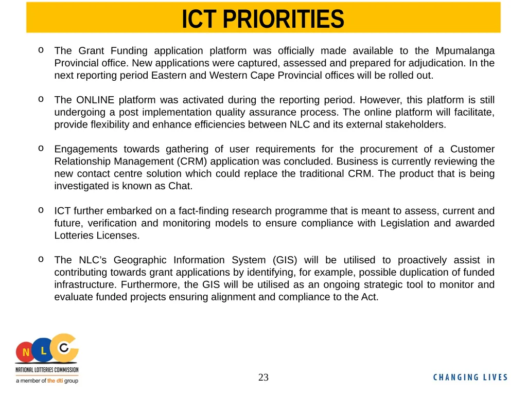 NLC Second Quarter Performance Report 2018/19 - slide 23 of 24
