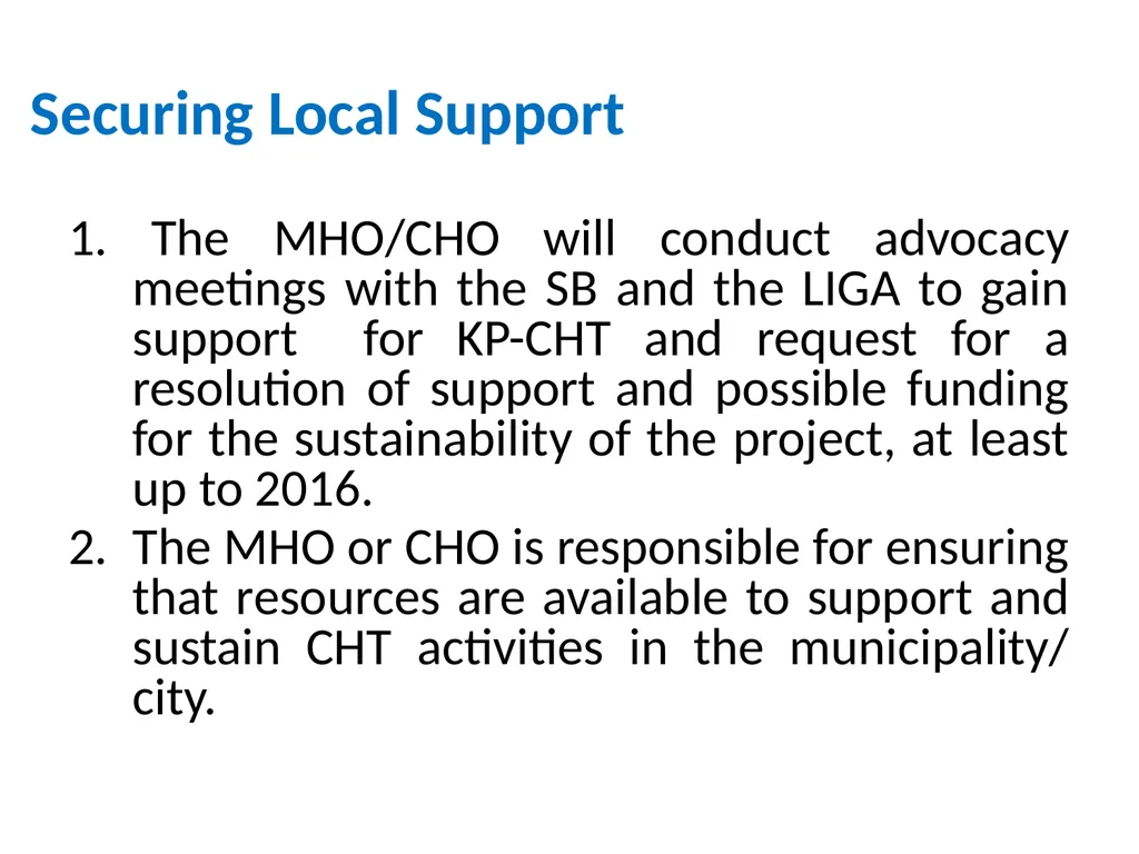 MHO/ CHO Guide For Training, Deployment and - slide 15 of 44