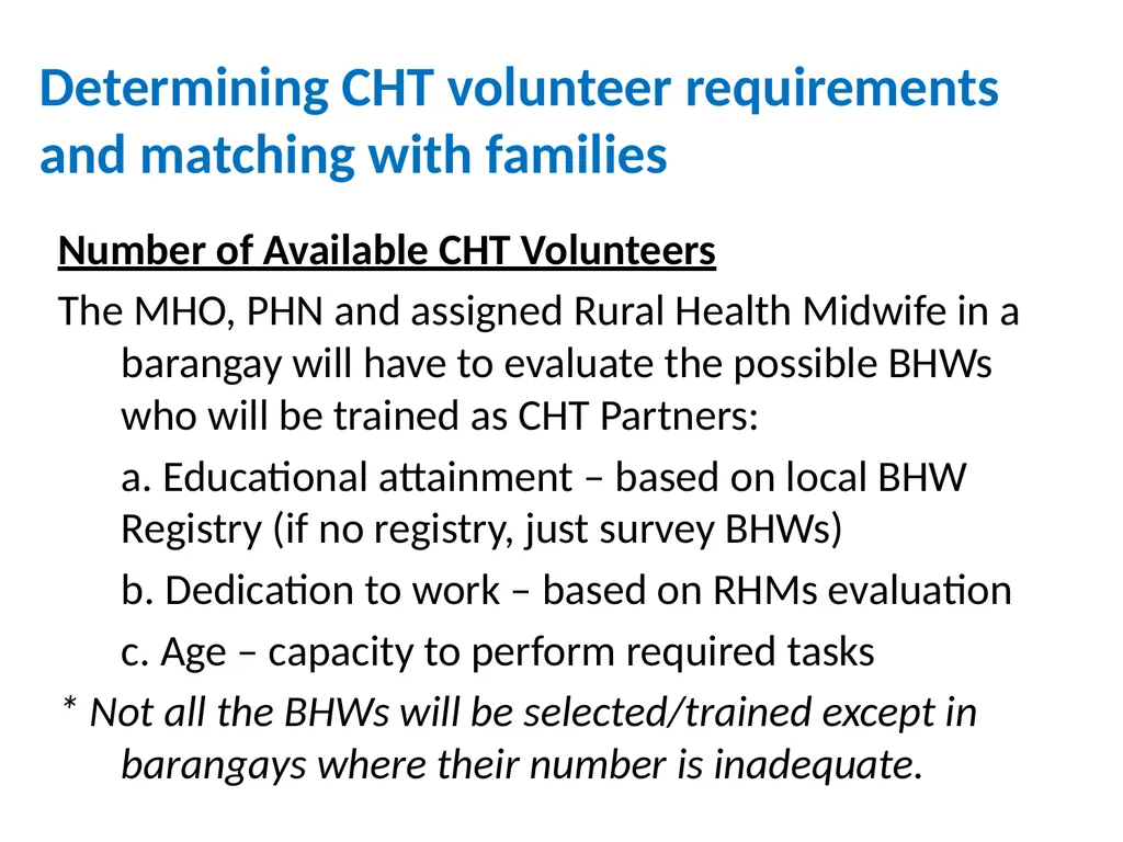 MHO/ CHO Guide For Training, Deployment and - slide 29 of 44