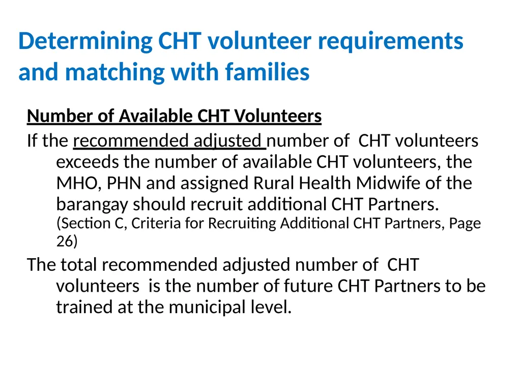 MHO/ CHO Guide For Training, Deployment and - slide 31 of 44
