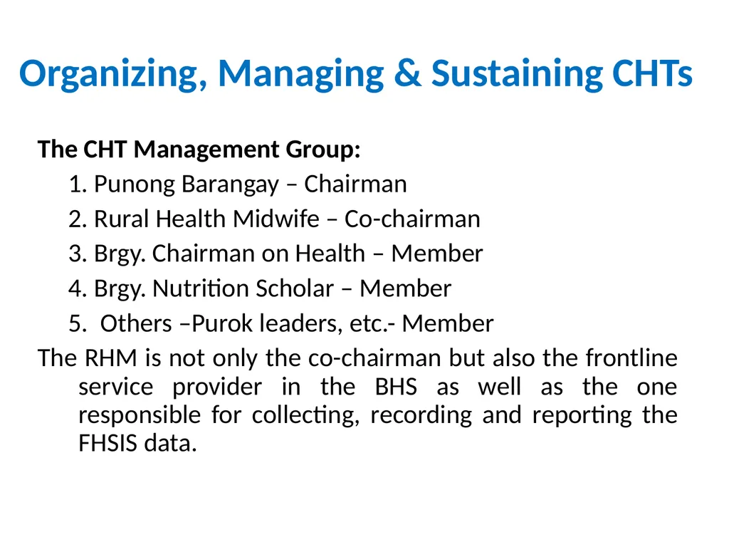 MHO/ CHO Guide For Training, Deployment and - slide 19 of 44