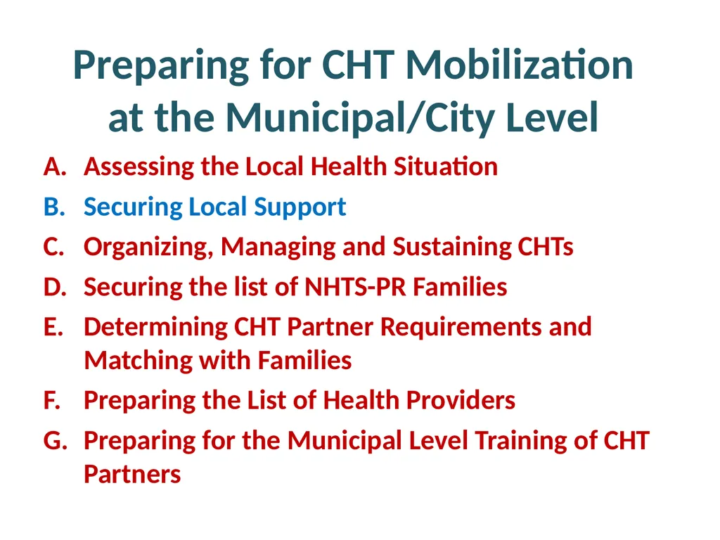 MHO/ CHO Guide For Training, Deployment and - slide 13 of 44