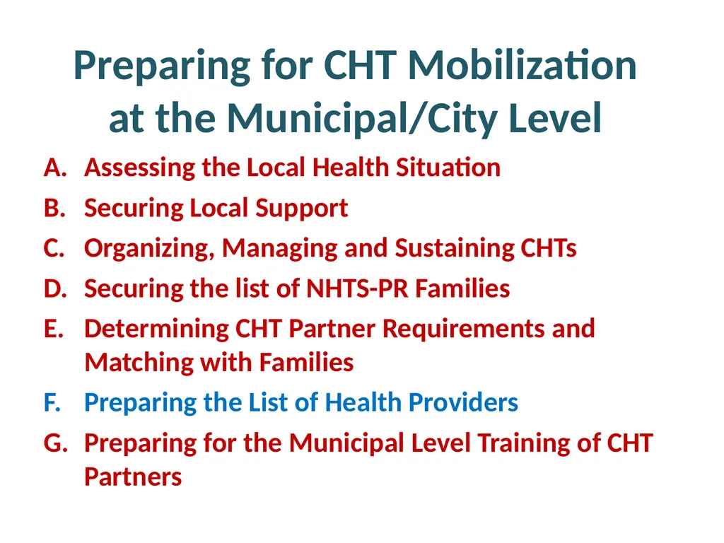 MHO/ CHO Guide For Training, Deployment and - slide 34 of 44