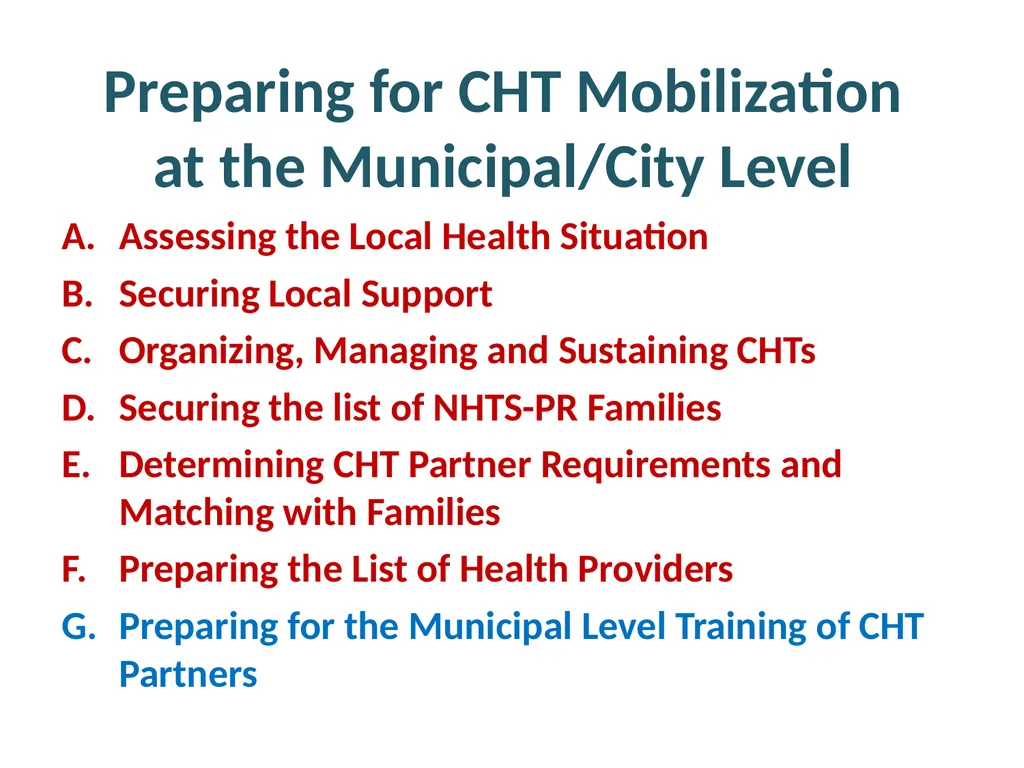 MHO/ CHO Guide For Training, Deployment and - slide 40 of 44