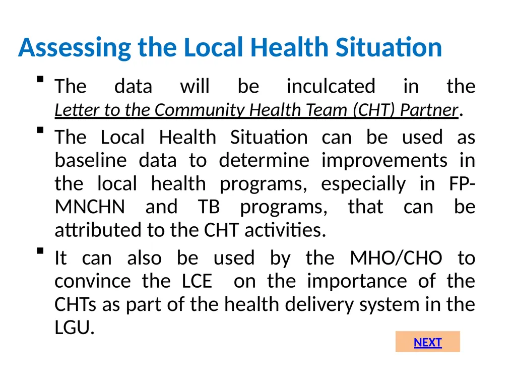 MHO/ CHO Guide For Training, Deployment and - slide 11 of 44