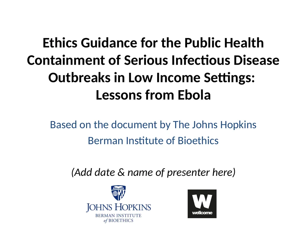 Ethics Guidance for the Public Health Containment