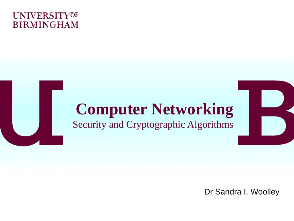 Computer Networking Security and Cryptographic - slide 1 of 28